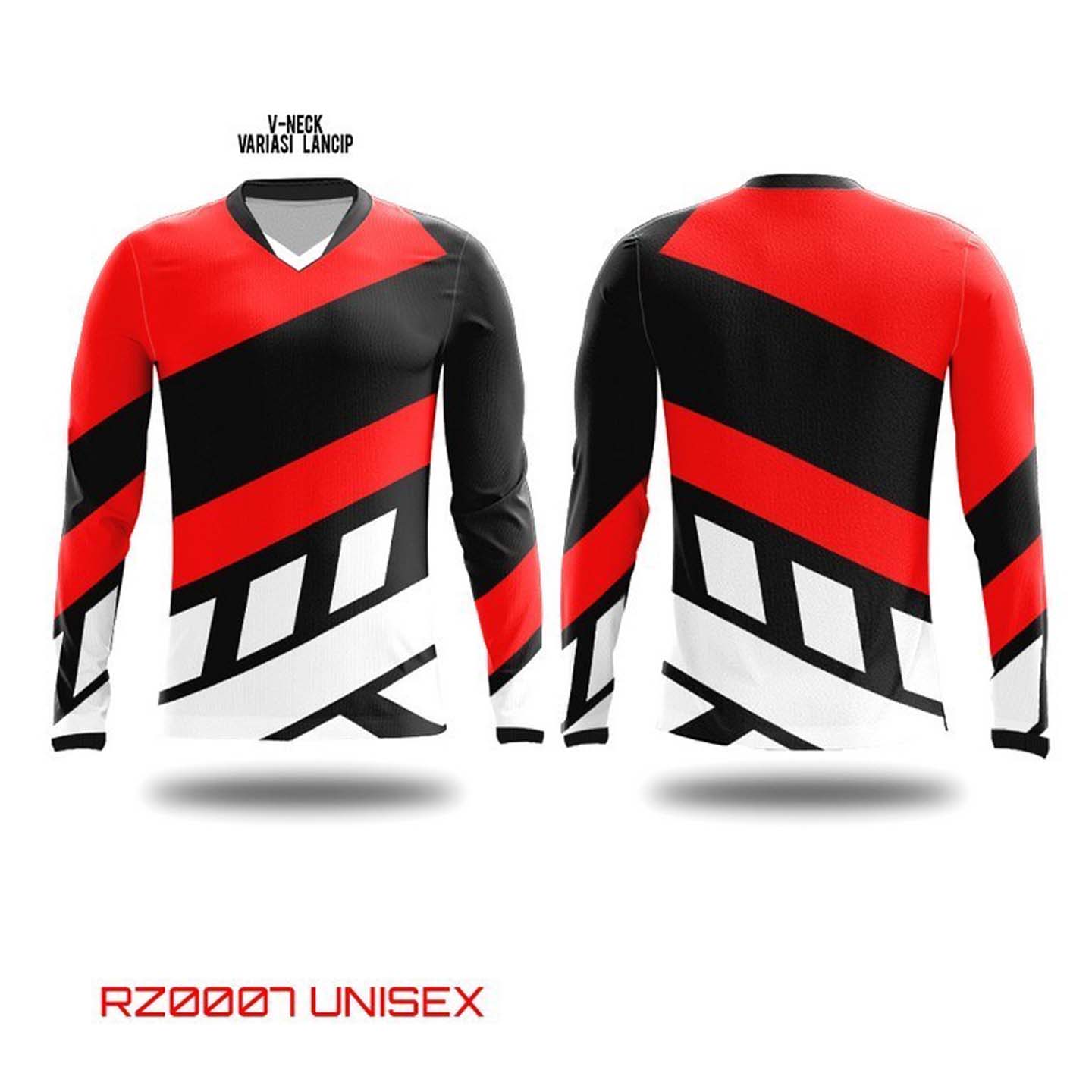 JERSEY MERAH PUTIH AGUSTUSAN 2023 LENGAN PANJANG PROJECT ONE APPAREL RZ0007 UNISEX VNECK LANCIP