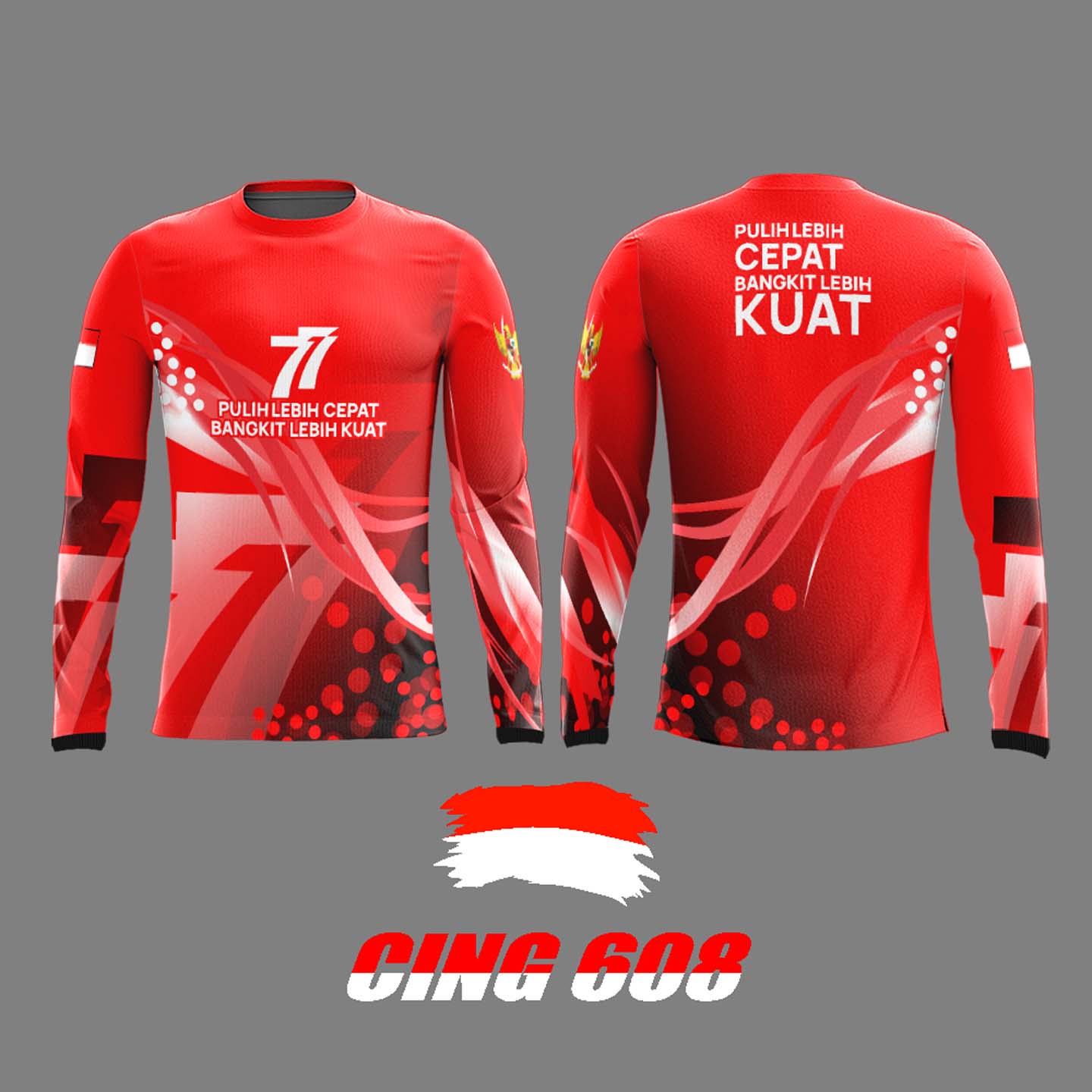 JERSEY MERAH PUTIH HUT RI LENGAN PANJANG PROJECT ONE APPAREL CING 608